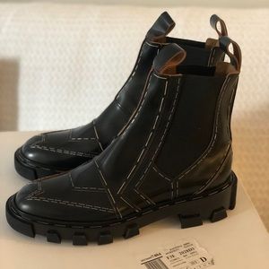 Balenciaga Black Leather Stitched Chelsea Boots